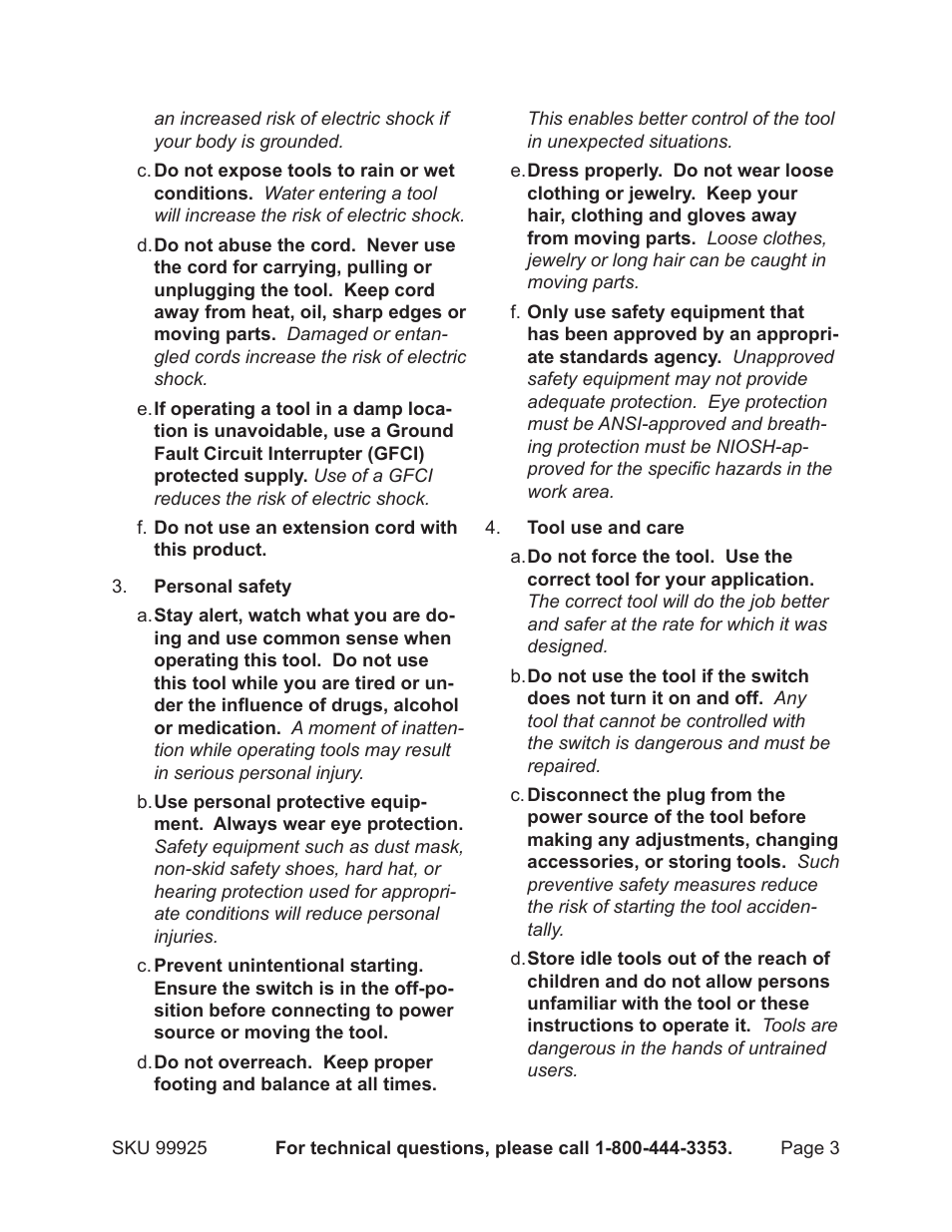 Harbor Freight Tools 99925 User Manual | Page 3 / 14