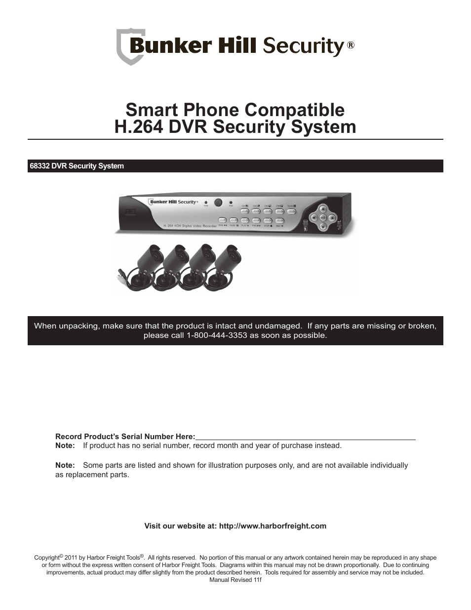 Harbor Freight Tools BUNKER HILL SECURITY 68332 User Manual | 43 pages