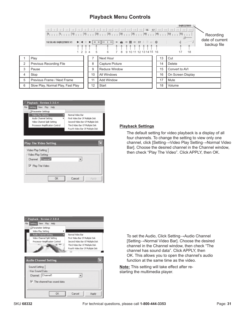 Playback menu controls | Harbor Freight Tools BUNKER HILL SECURITY 68332 User Manual | Page 34 / 43