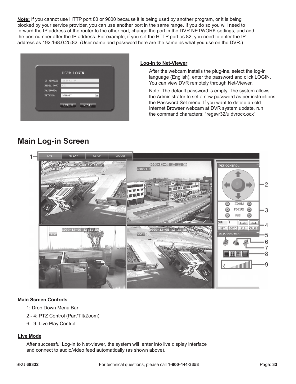 Main log-in screen | Harbor Freight Tools BUNKER HILL SECURITY 68332 User Manual | Page 36 / 43