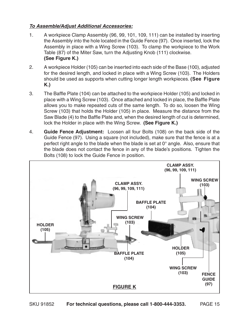 Harbor Freight Tools 12" Compound Slide Miter Saw 91852 User Manual | Page 15 / 27
