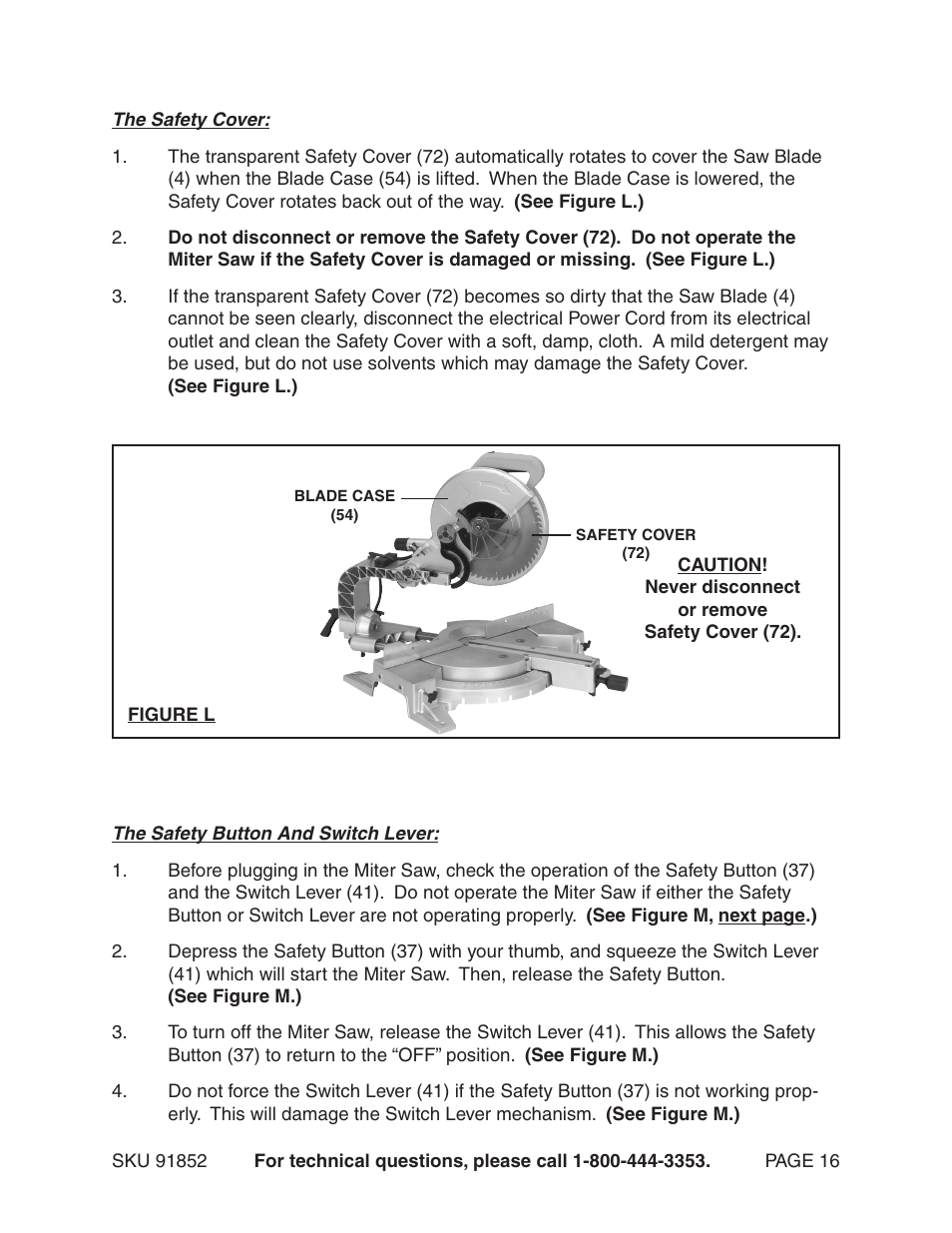 Harbor Freight Tools 12" Compound Slide Miter Saw 91852 User Manual | Page 16 / 27