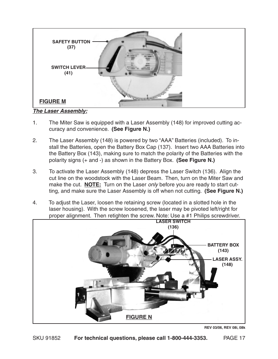 Harbor Freight Tools 12" Compound Slide Miter Saw 91852 User Manual | Page 17 / 27