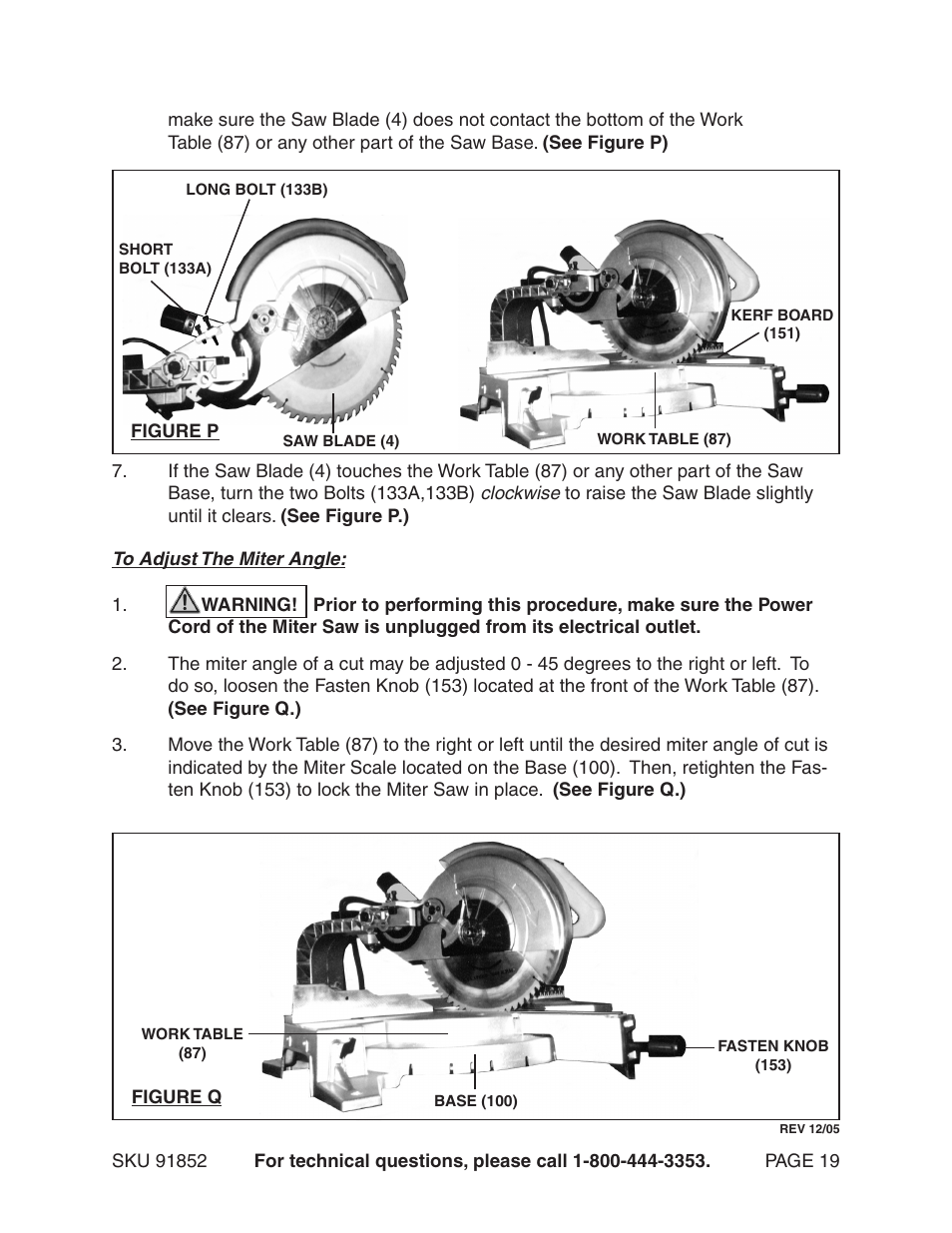 Harbor Freight Tools 12" Compound Slide Miter Saw 91852 User Manual | Page 19 / 27