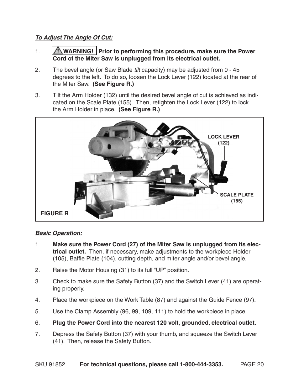 Harbor Freight Tools 12" Compound Slide Miter Saw 91852 User Manual | Page 20 / 27