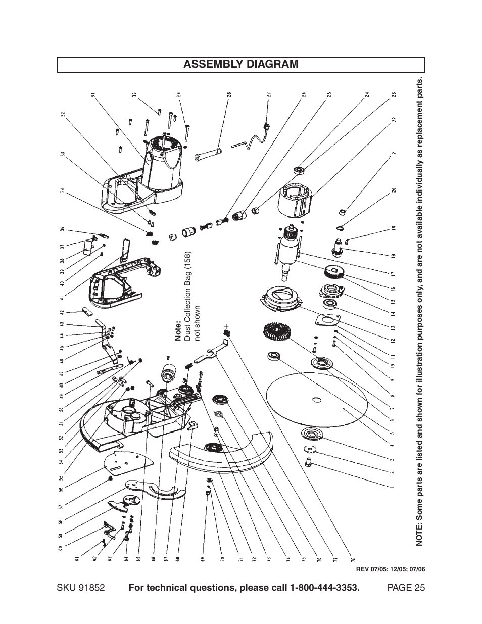 Assembly diagram | Harbor Freight Tools 12" Compound Slide Miter Saw 91852 User Manual | Page 25 / 27