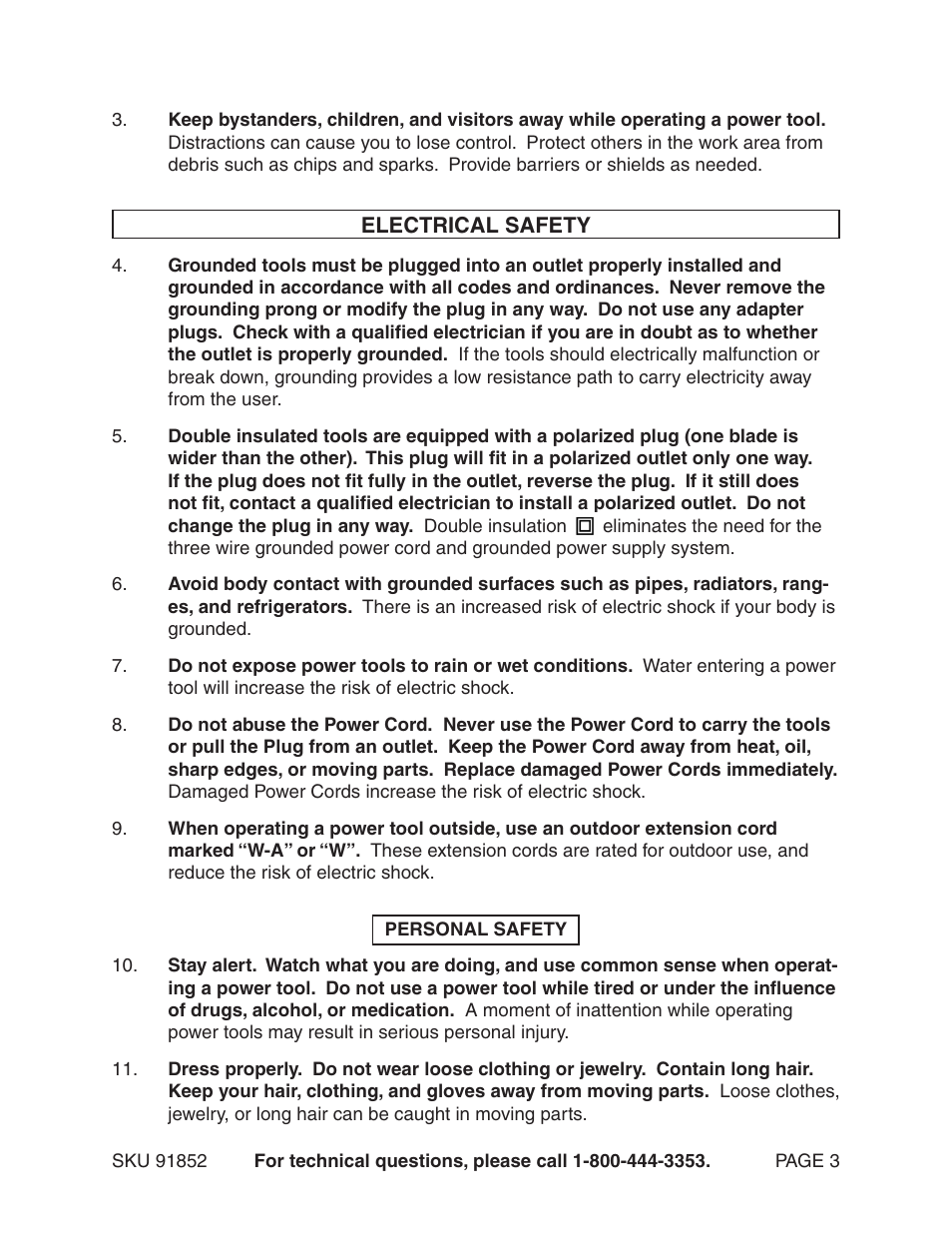 Harbor Freight Tools 12" Compound Slide Miter Saw 91852 User Manual | Page 3 / 27