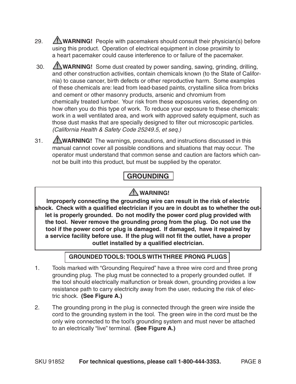 Harbor Freight Tools 12" Compound Slide Miter Saw 91852 User Manual | Page 8 / 27