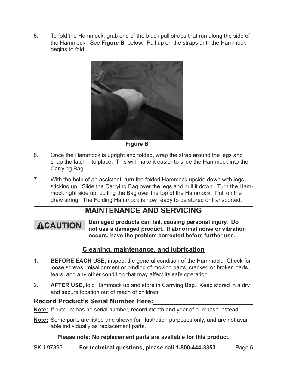 Caution, Maintenance and servicing | Harbor Freight Tools 97396 User Manual | Page 6 / 6