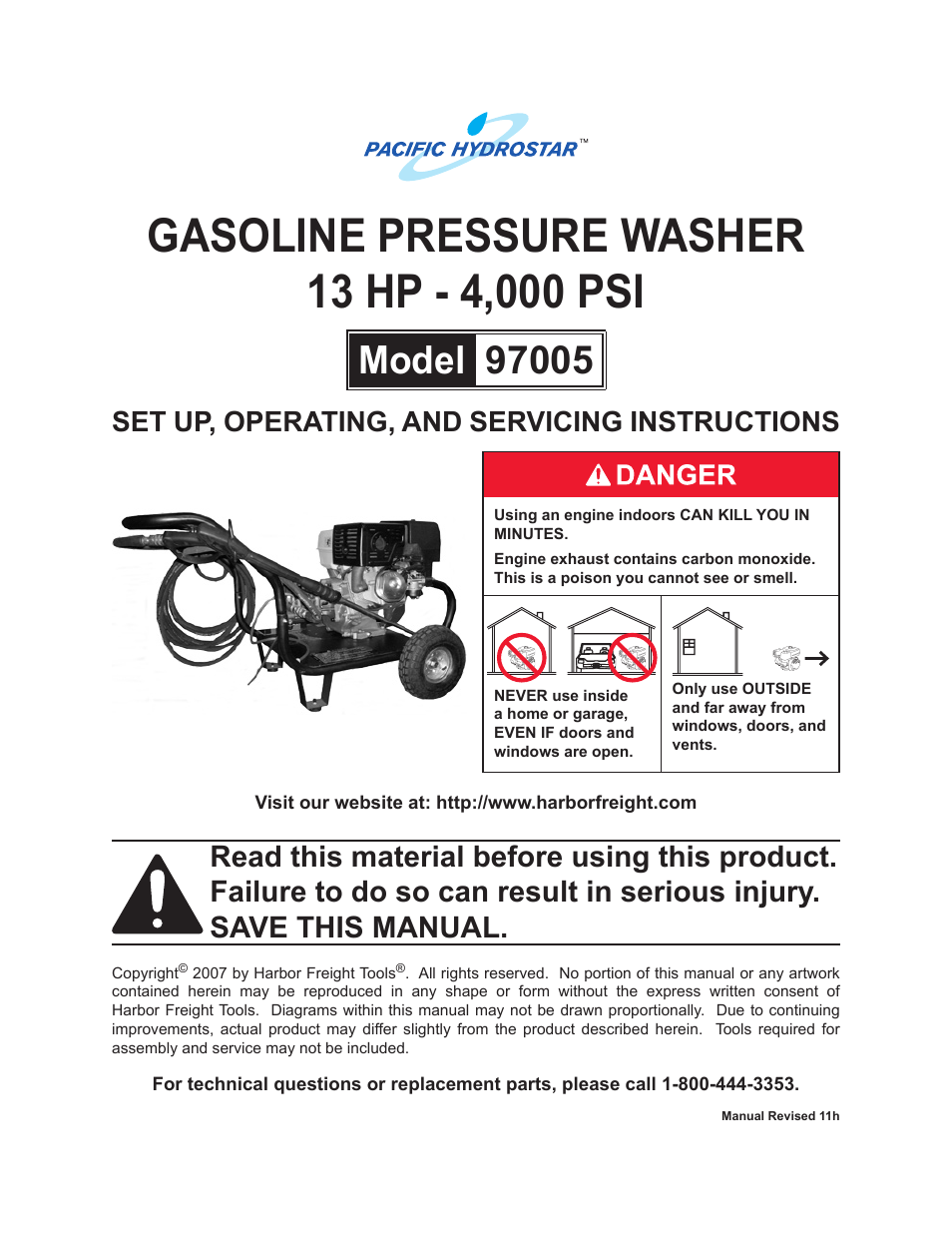 Harbor Freight Tools PACIFIC HYDROSTRAR 97005 User Manual | 27 pages