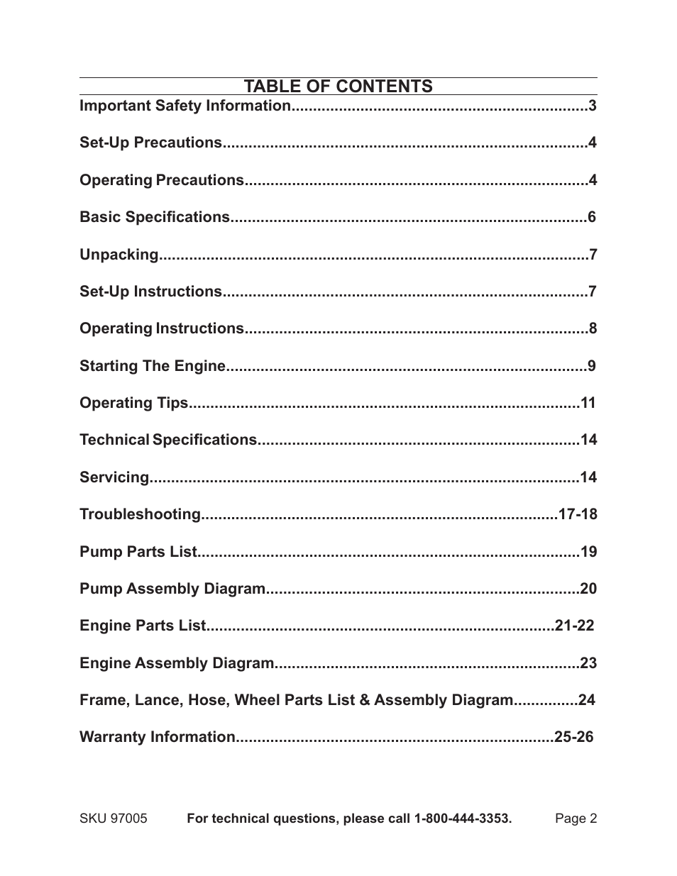 Harbor Freight Tools PACIFIC HYDROSTRAR 97005 User Manual | Page 2 / 27