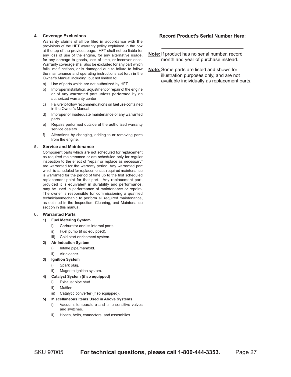 Harbor Freight Tools PACIFIC HYDROSTRAR 97005 User Manual | Page 27 / 27