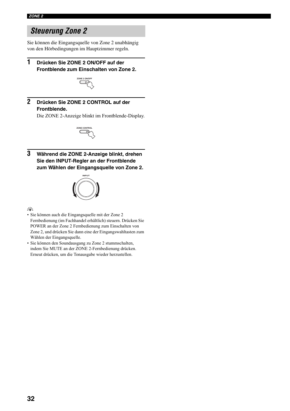 Steuerung zone 2 | Yamaha RX-497 User Manual | Page 114 / 243