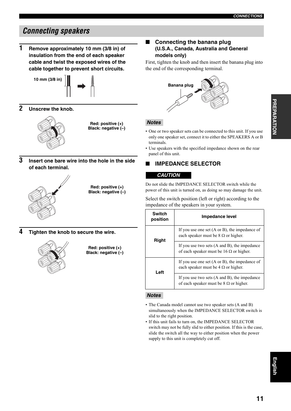 Connecting speakers | Yamaha RX-497 User Manual | Page 13 / 243