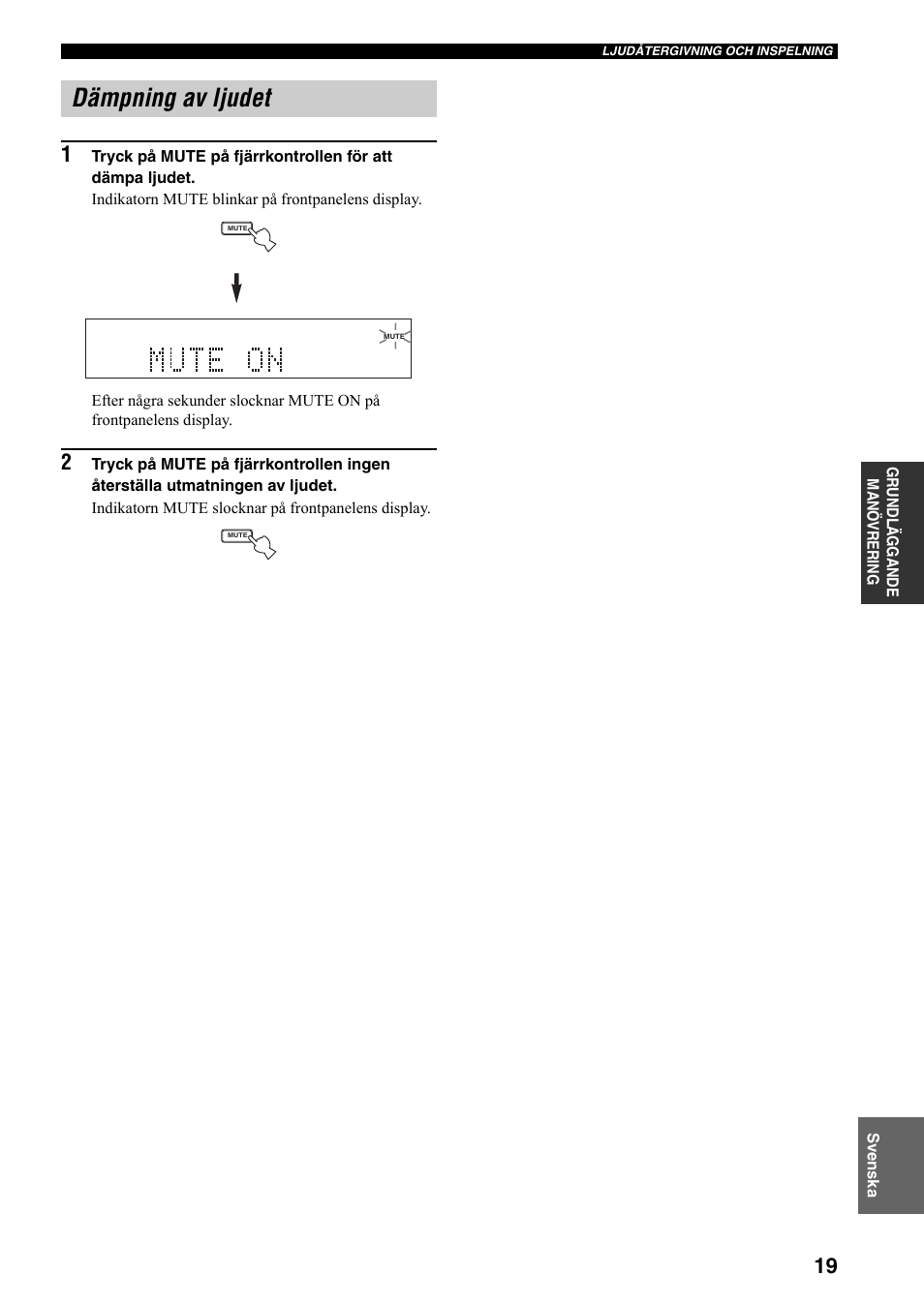 Dämpning av ljudet | Yamaha RX-497 User Manual | Page 141 / 243