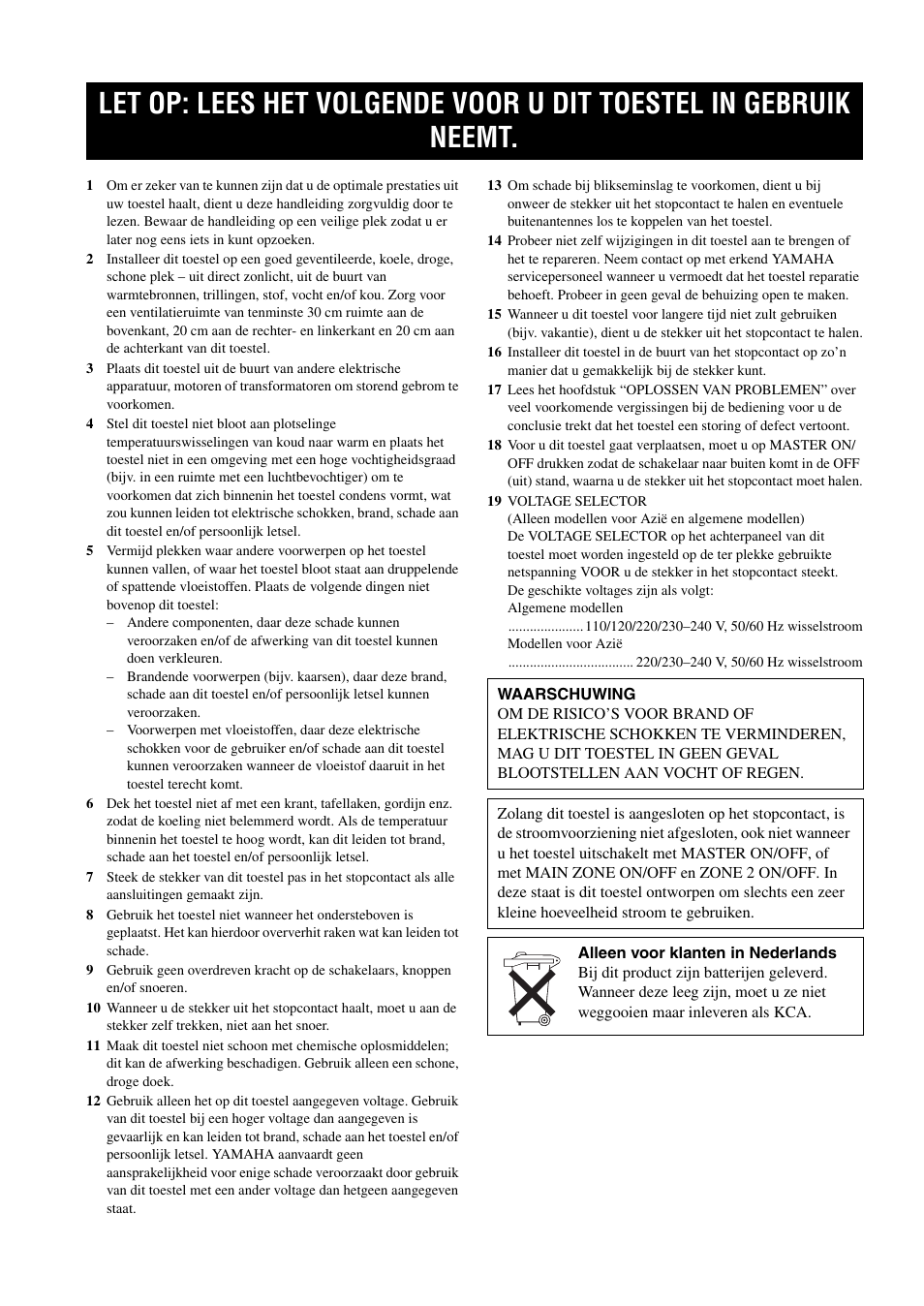 Nederlands | Yamaha RX-497 User Manual | Page 162 / 243