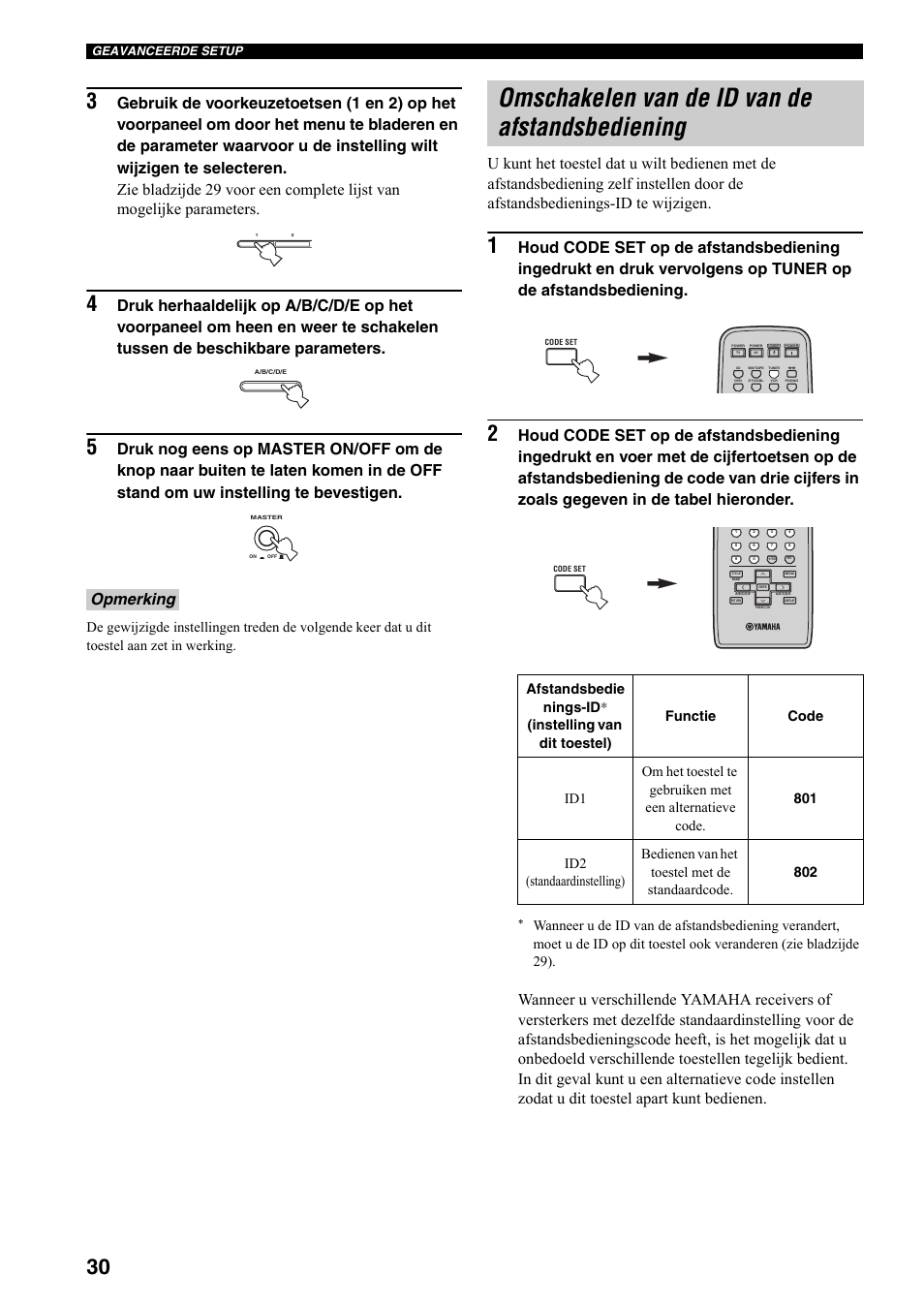 Omschakelen van de id van de afstandsbediening | Yamaha RX-497 User Manual | Page 192 / 243