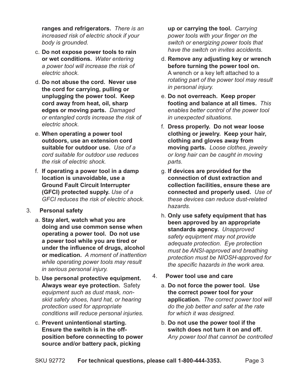 Harbor Freight Tools 92772 User Manual | Page 3 / 16