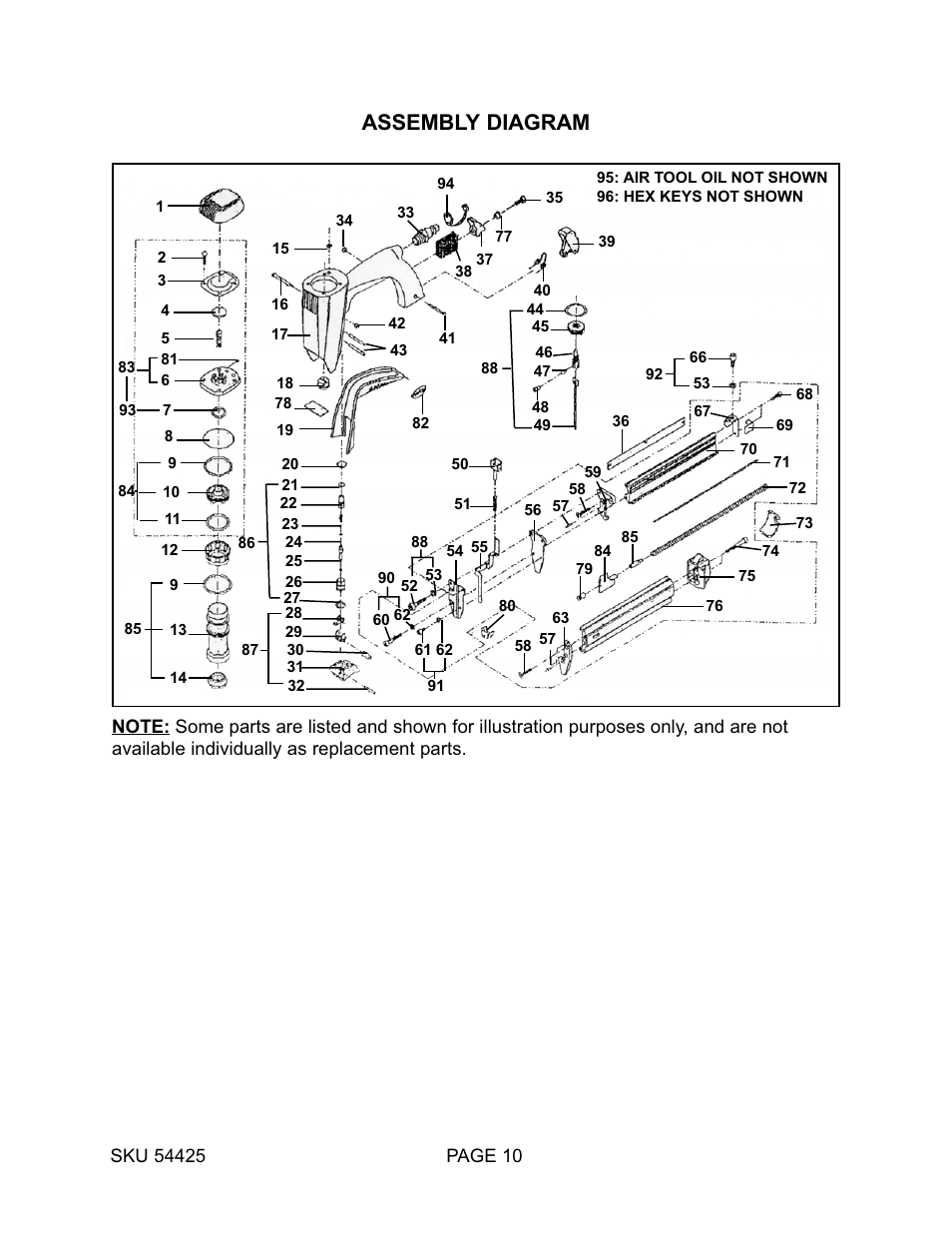 Assembly diagram | Harbor Freight Tools 54425 User Manual | Page 10 / 10