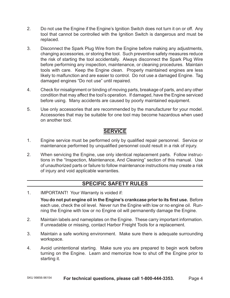 Harbor Freight Tools 96154 - 11HP User Manual | Page 4 / 30