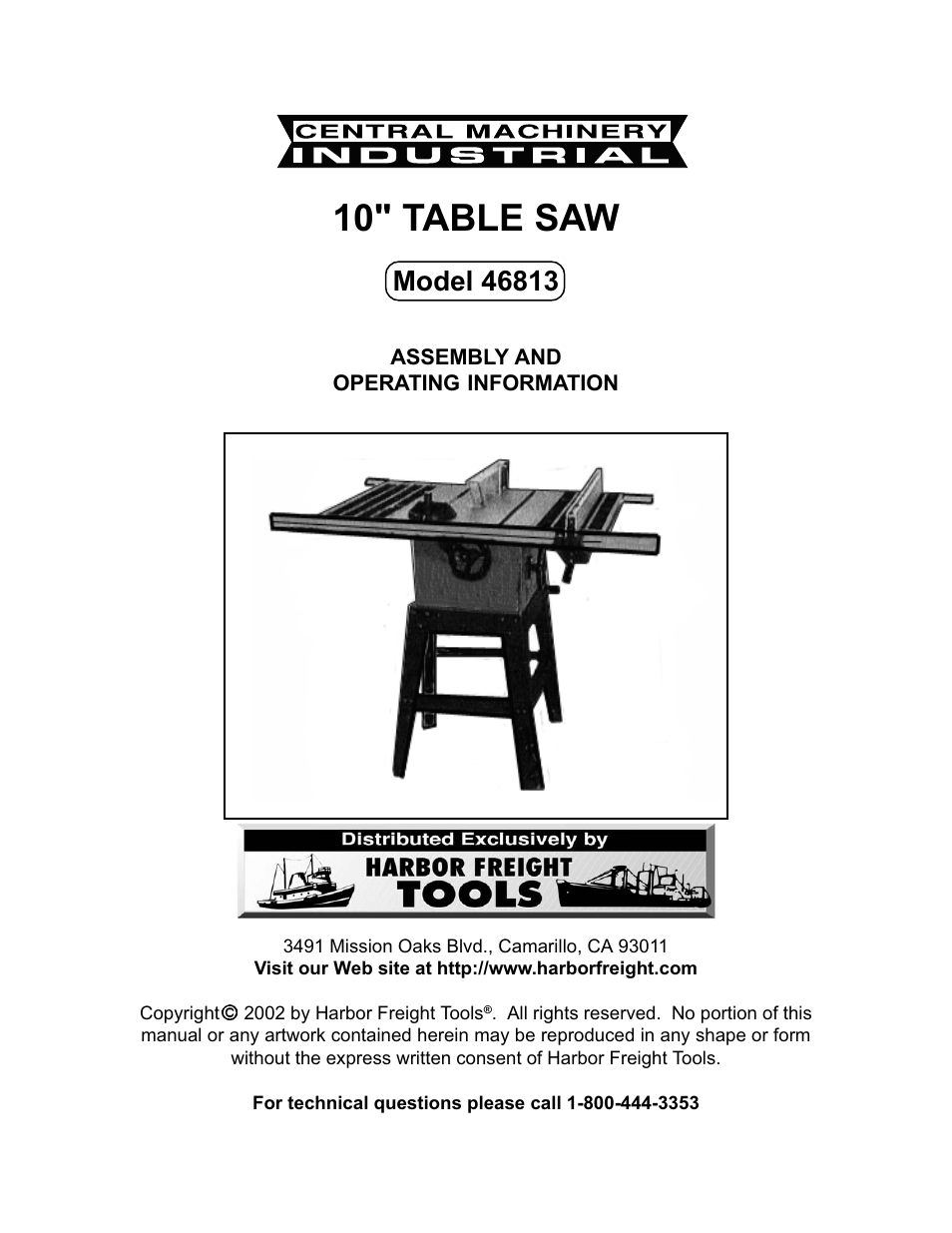 Harbor Freight Tools 46813 User Manual | 37 pages