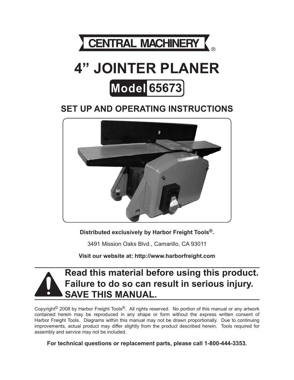 Harbor Freight Tools 65673 User Manual | 16 pages