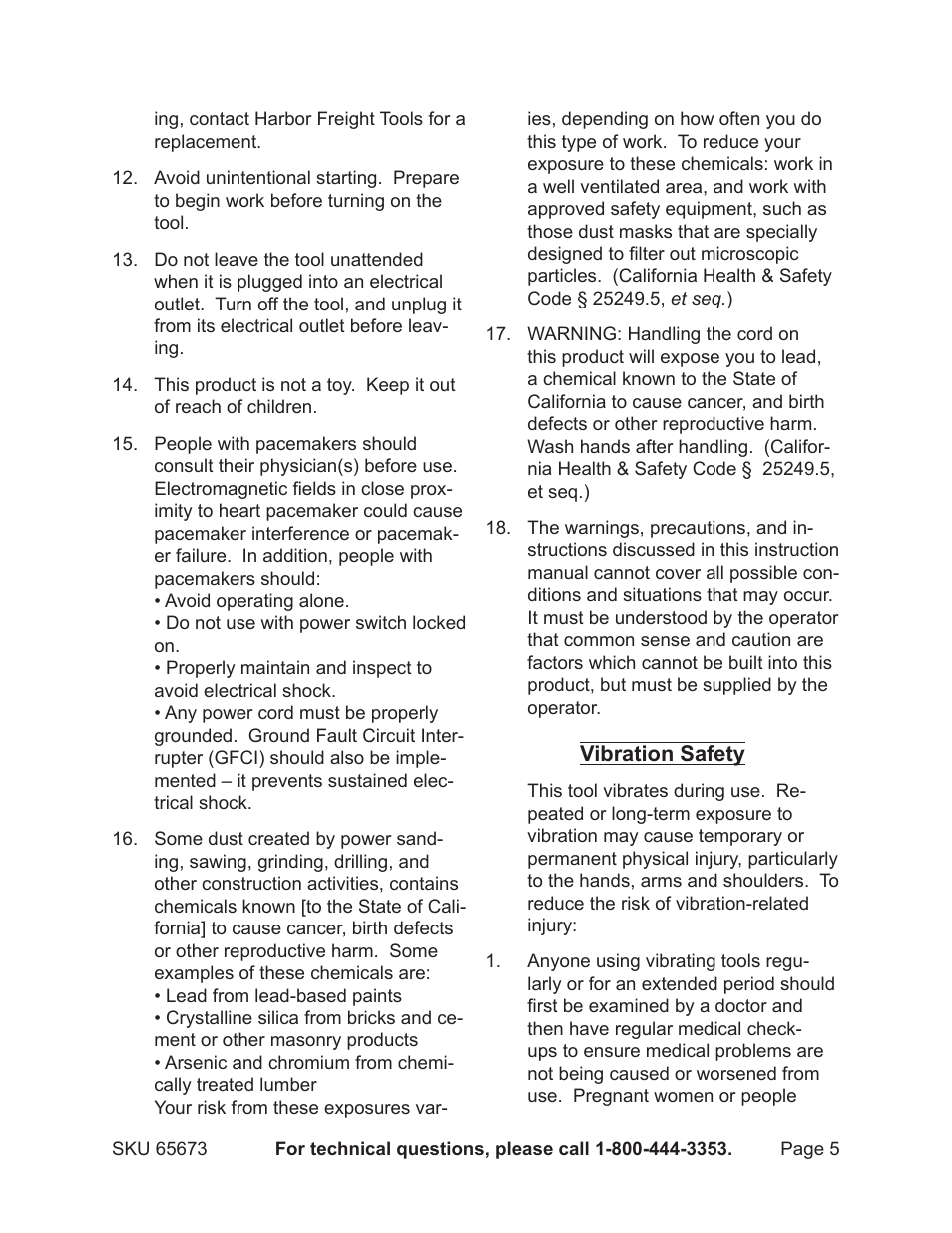 Harbor Freight Tools 65673 User Manual | Page 5 / 16