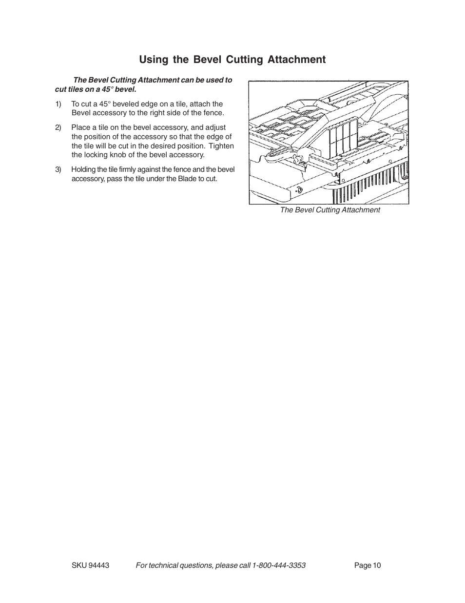 Using the bevel cutting attachment | Harbor Freight Tools 94443 User Manual | Page 10 / 14