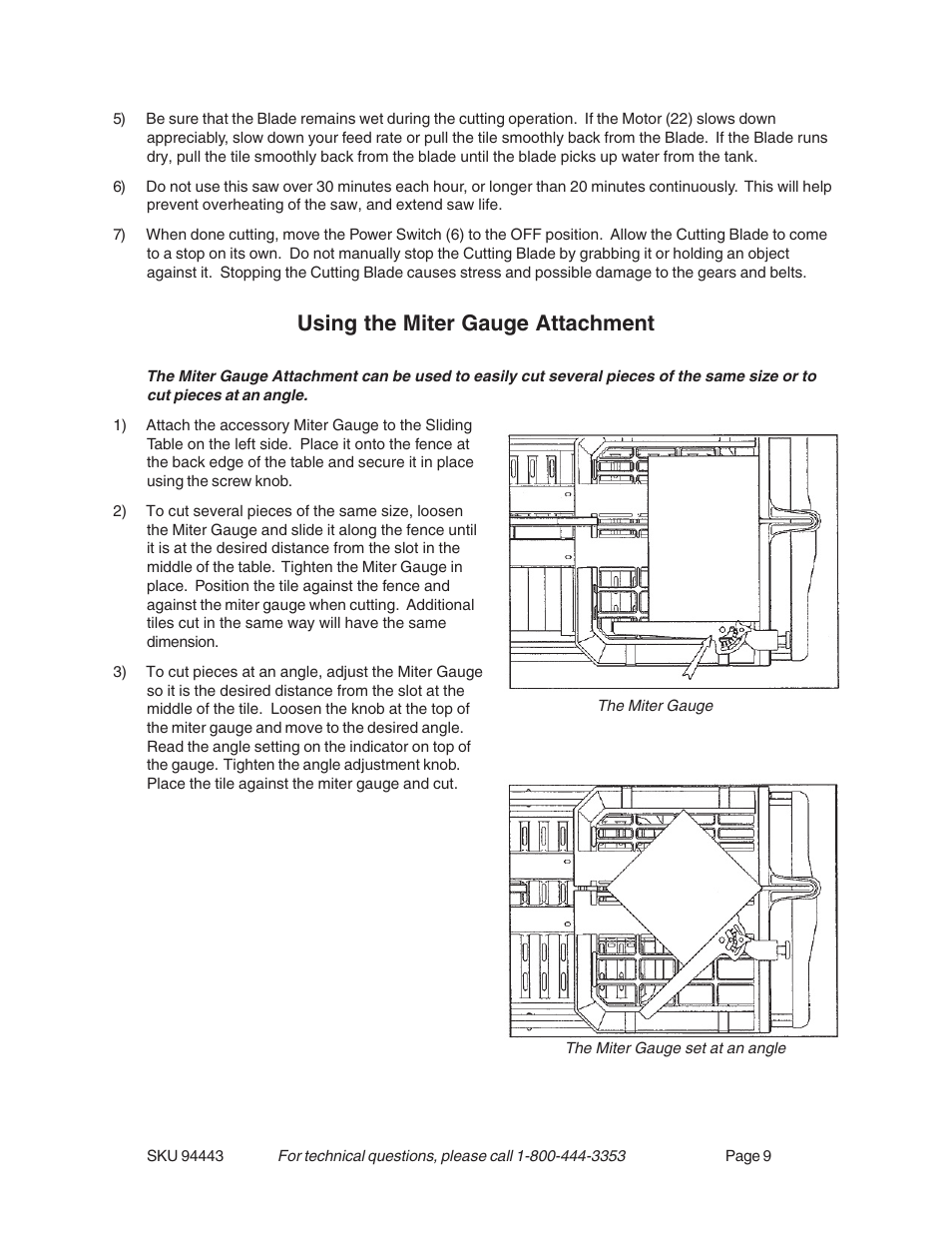 Using the miter gauge attachment | Harbor Freight Tools 94443 User Manual | Page 9 / 14