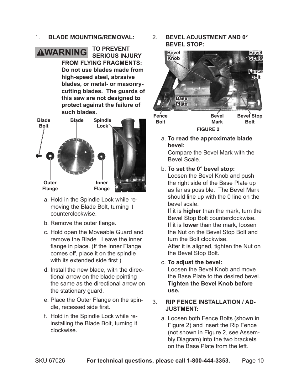 Harbor Freight Tools 18 Volt 5-1/2 Cordless Circular Saw 67026 User Manual | Page 10 / 16