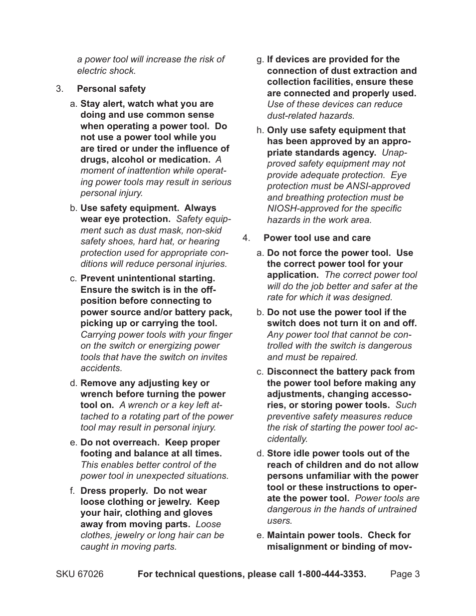 Harbor Freight Tools 18 Volt 5-1/2 Cordless Circular Saw 67026 User Manual | Page 3 / 16