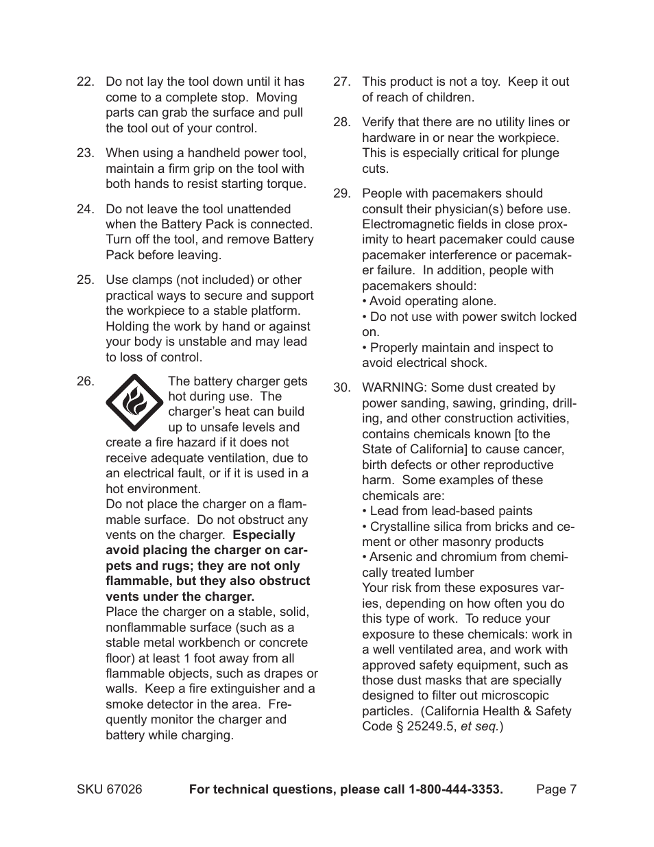 Harbor Freight Tools 18 Volt 5-1/2 Cordless Circular Saw 67026 User Manual | Page 7 / 16