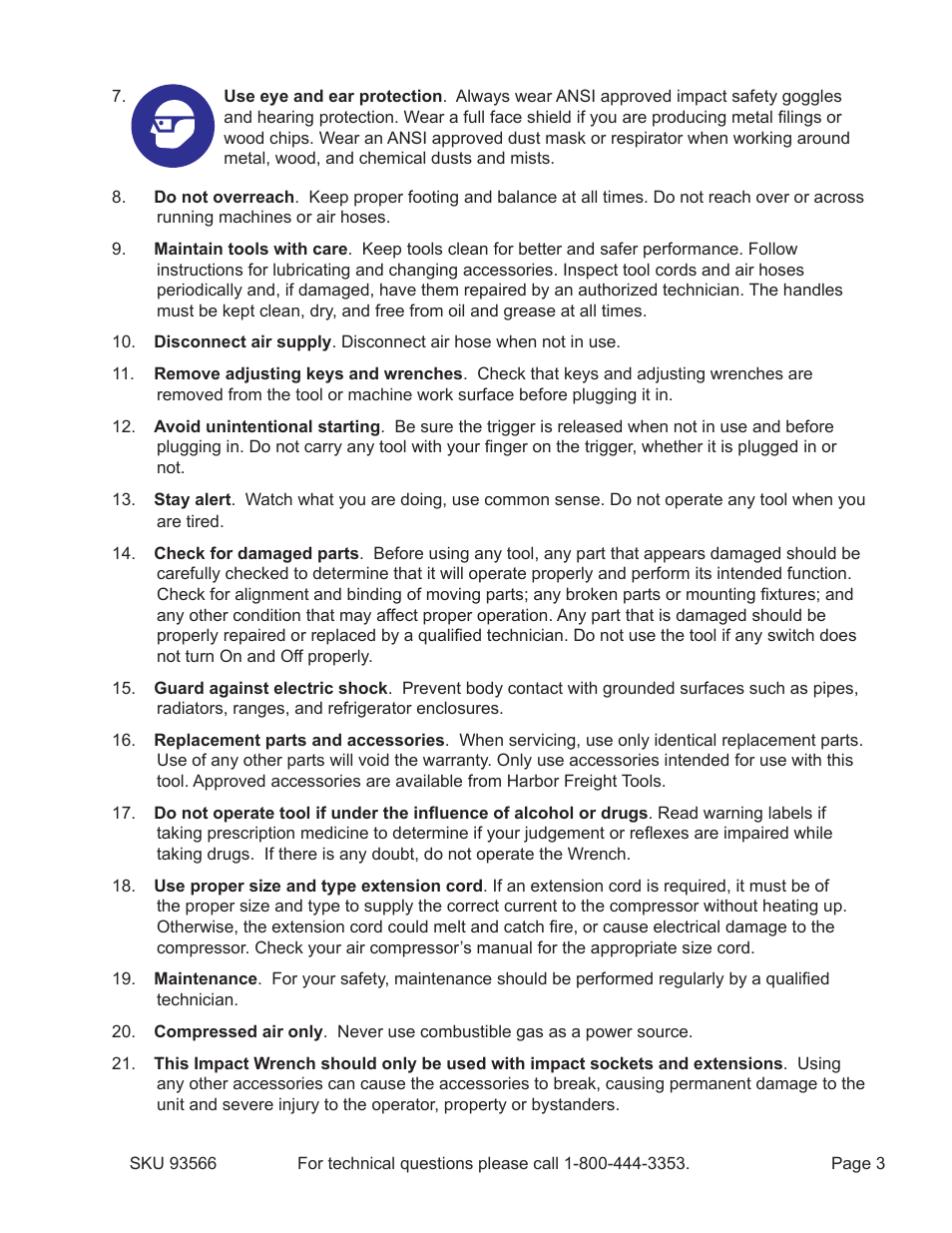 Harbor Freight Tools 93566 User Manual | Page 3 / 8