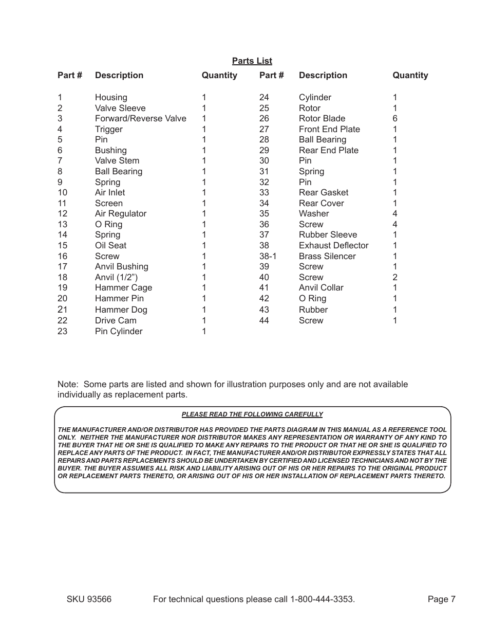 Harbor Freight Tools 93566 User Manual | Page 7 / 8