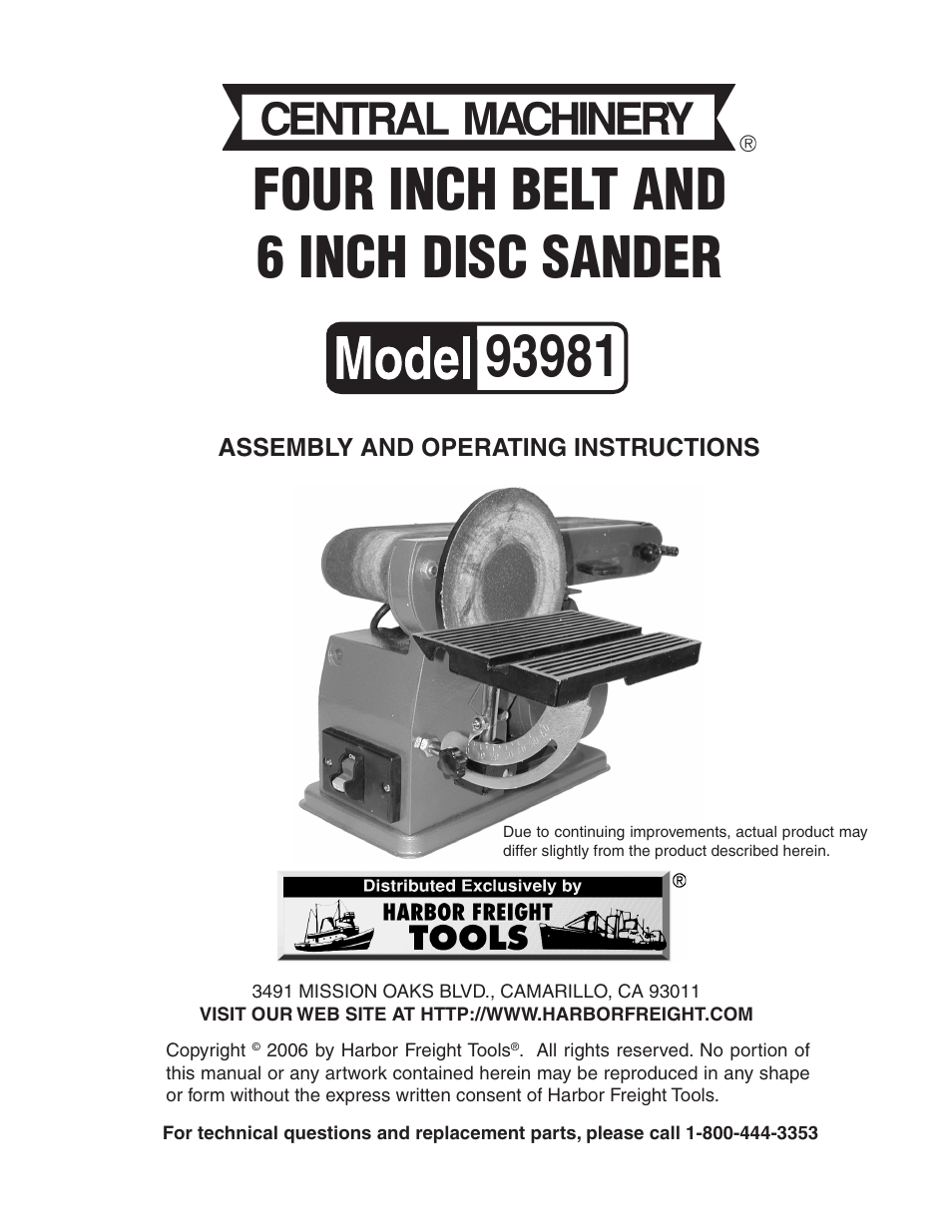 Harbor Freight Tools 93981 User Manual | 16 pages