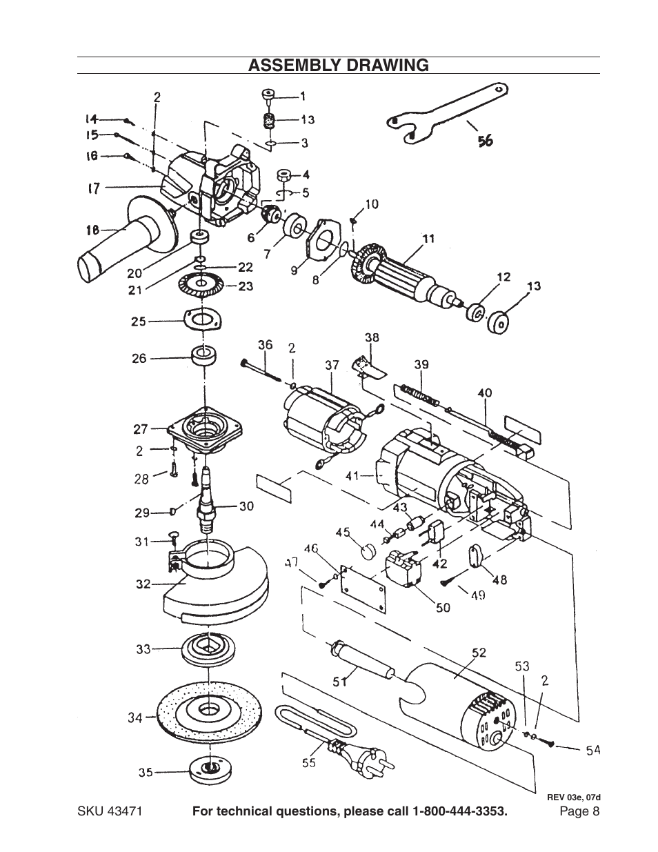 Assembly drawing | Harbor Freight Tools 43471 User Manual | Page 8 / 8