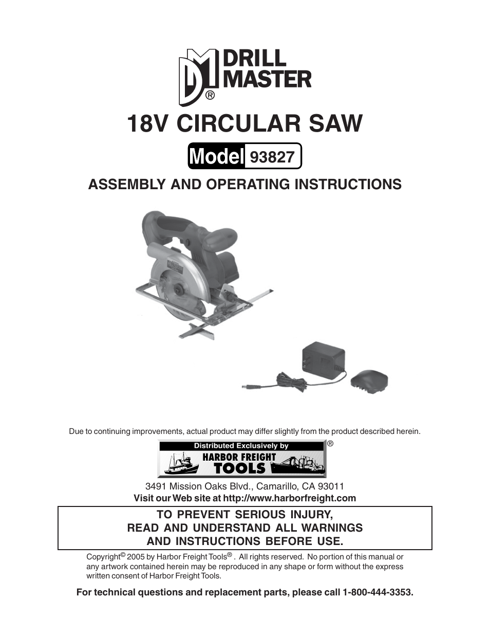 Harbor Freight Tools 93827 User Manual | 15 pages