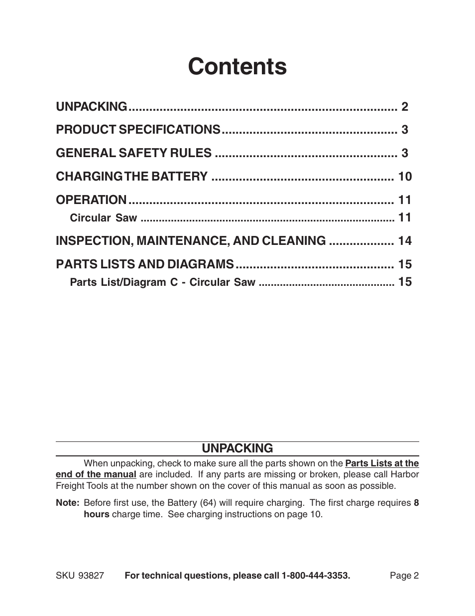 Harbor Freight Tools 93827 User Manual | Page 2 / 15