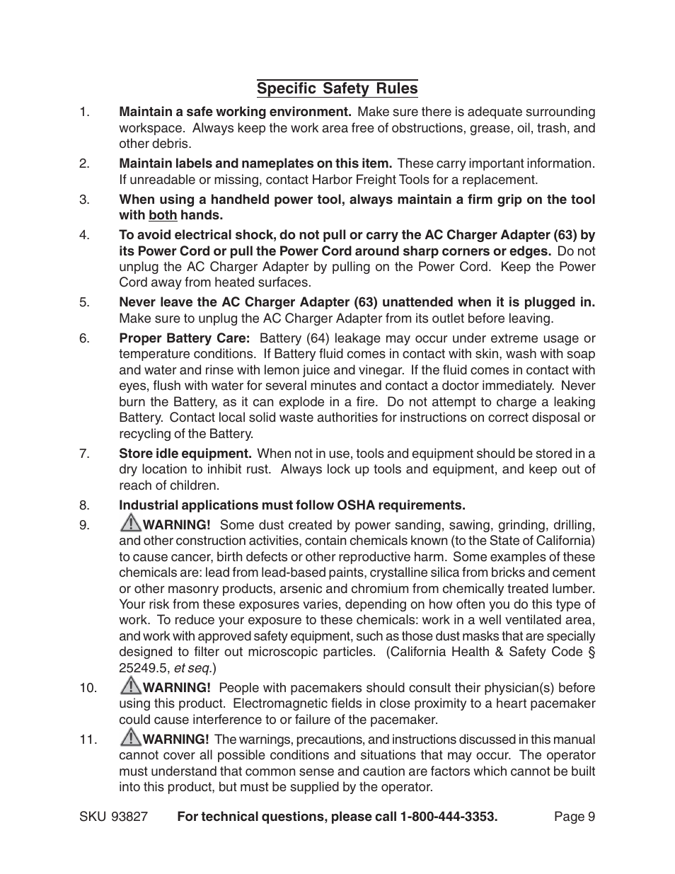 Harbor Freight Tools 93827 User Manual | Page 9 / 15
