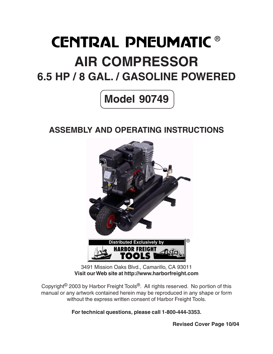 Harbor Freight Tools 90749 User Manual | 13 pages