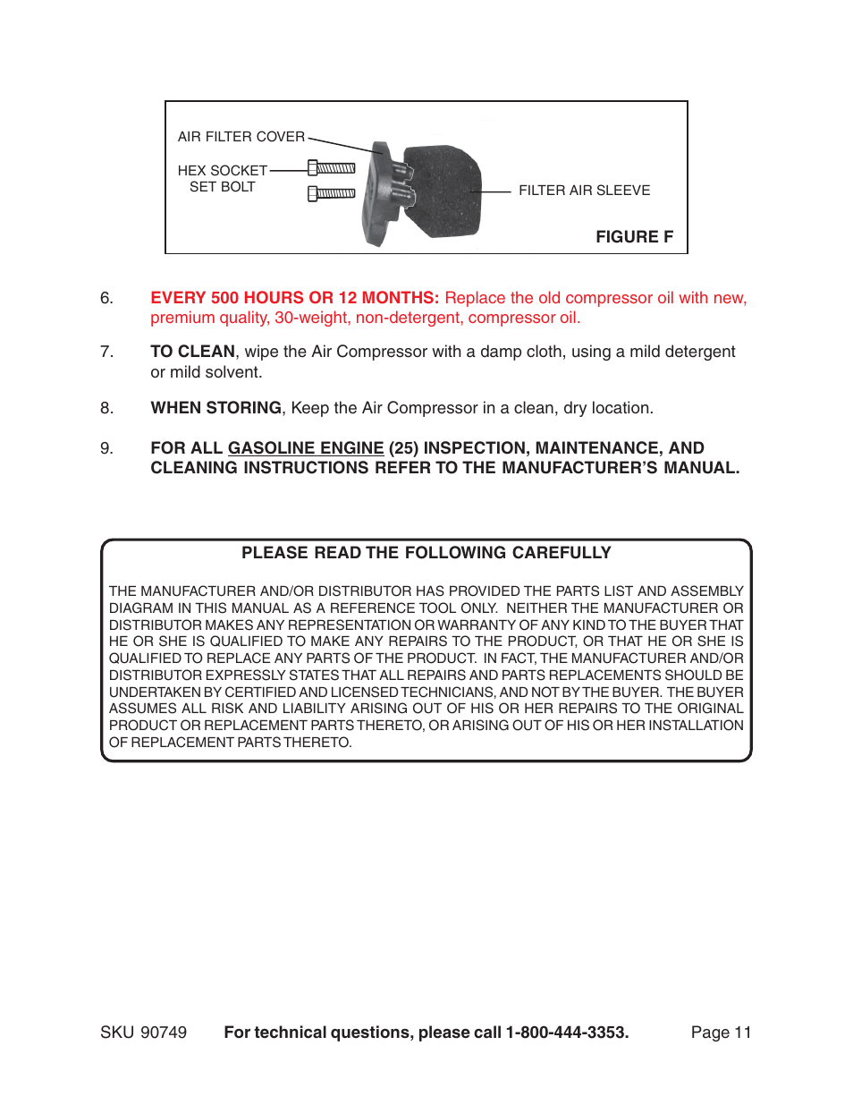 Harbor Freight Tools 90749 User Manual | Page 11 / 13