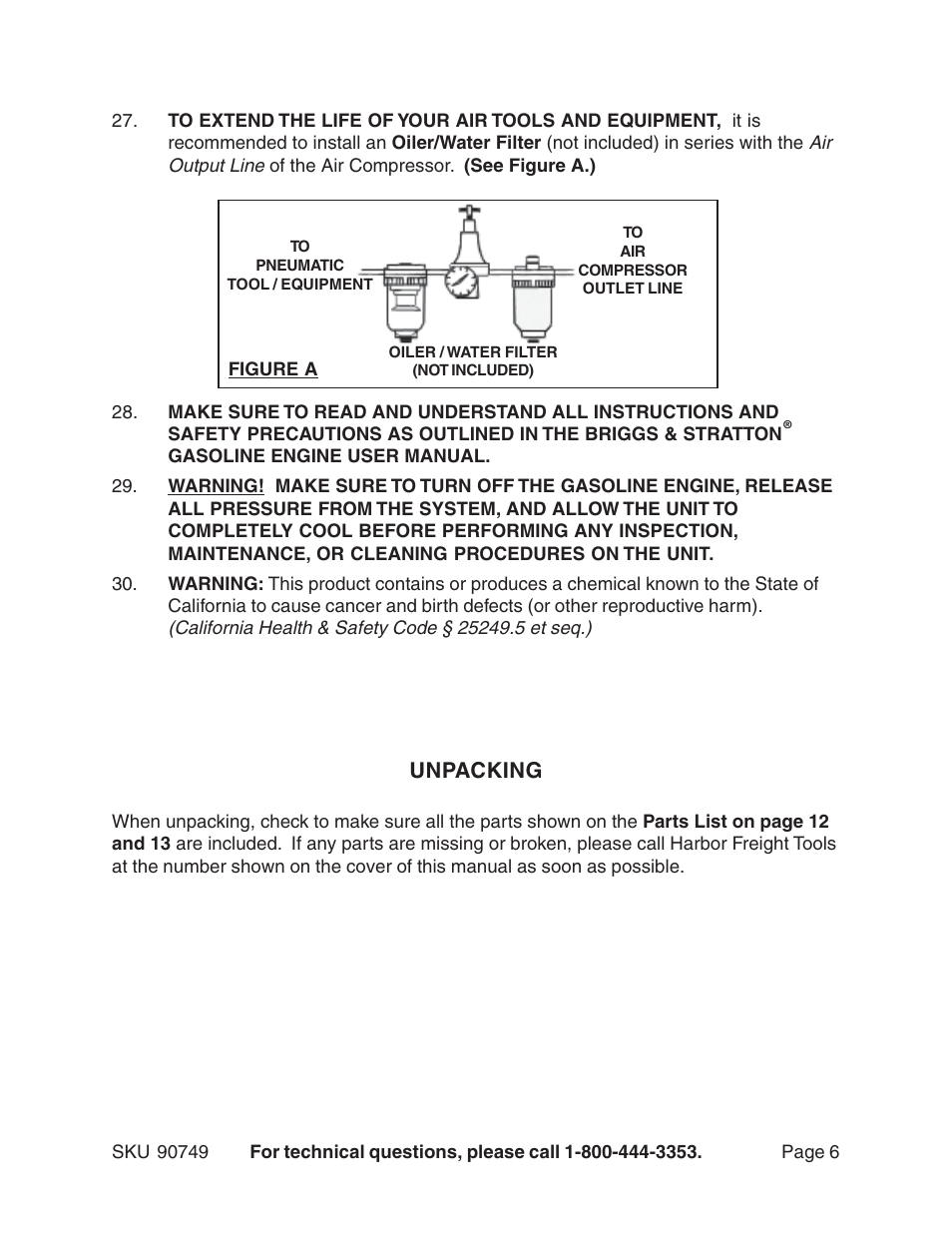 Unpacking | Harbor Freight Tools 90749 User Manual | Page 6 / 13