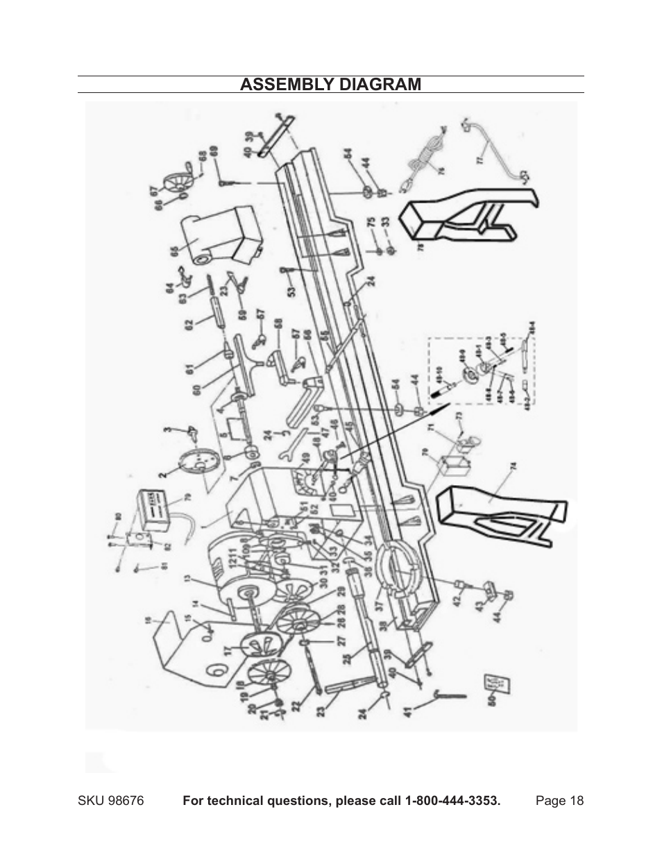 Assembly diagram | Harbor Freight Tools 98676 User Manual | Page 18 / 19