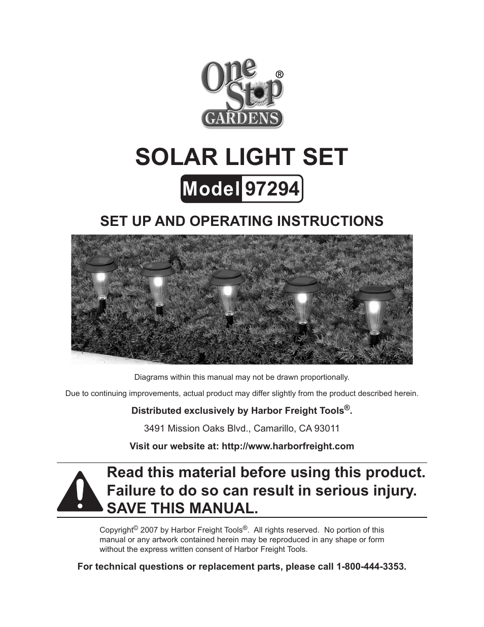 Harbor Freight Tools SOLAR LIGHT SET 97294 User Manual | 5 pages