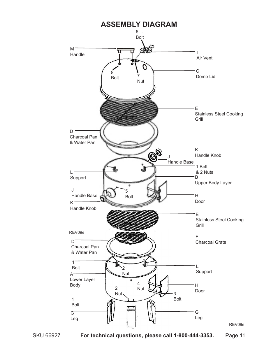 Assembly diagram | Harbor Freight Tools 66927 User Manual | Page 11 / 11