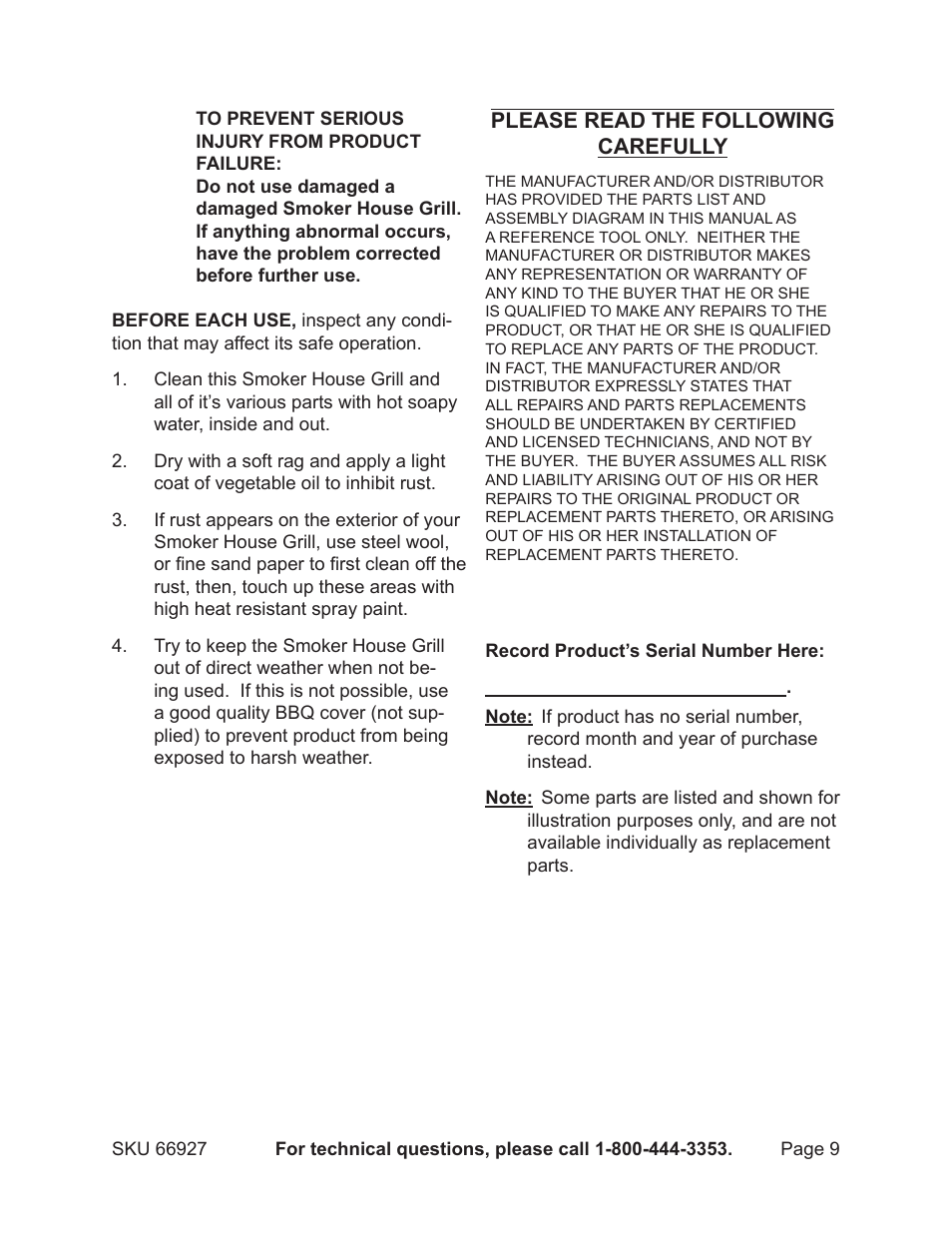 Harbor Freight Tools 66927 User Manual | Page 9 / 11