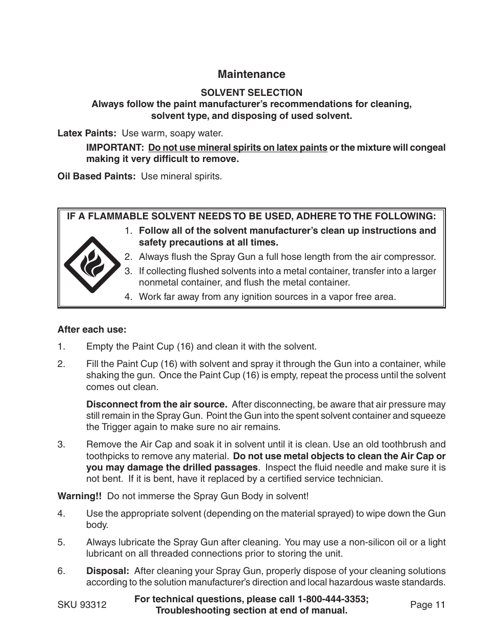 Maintenance | Harbor Freight Tools 91011 User Manual | Page 11 / 15