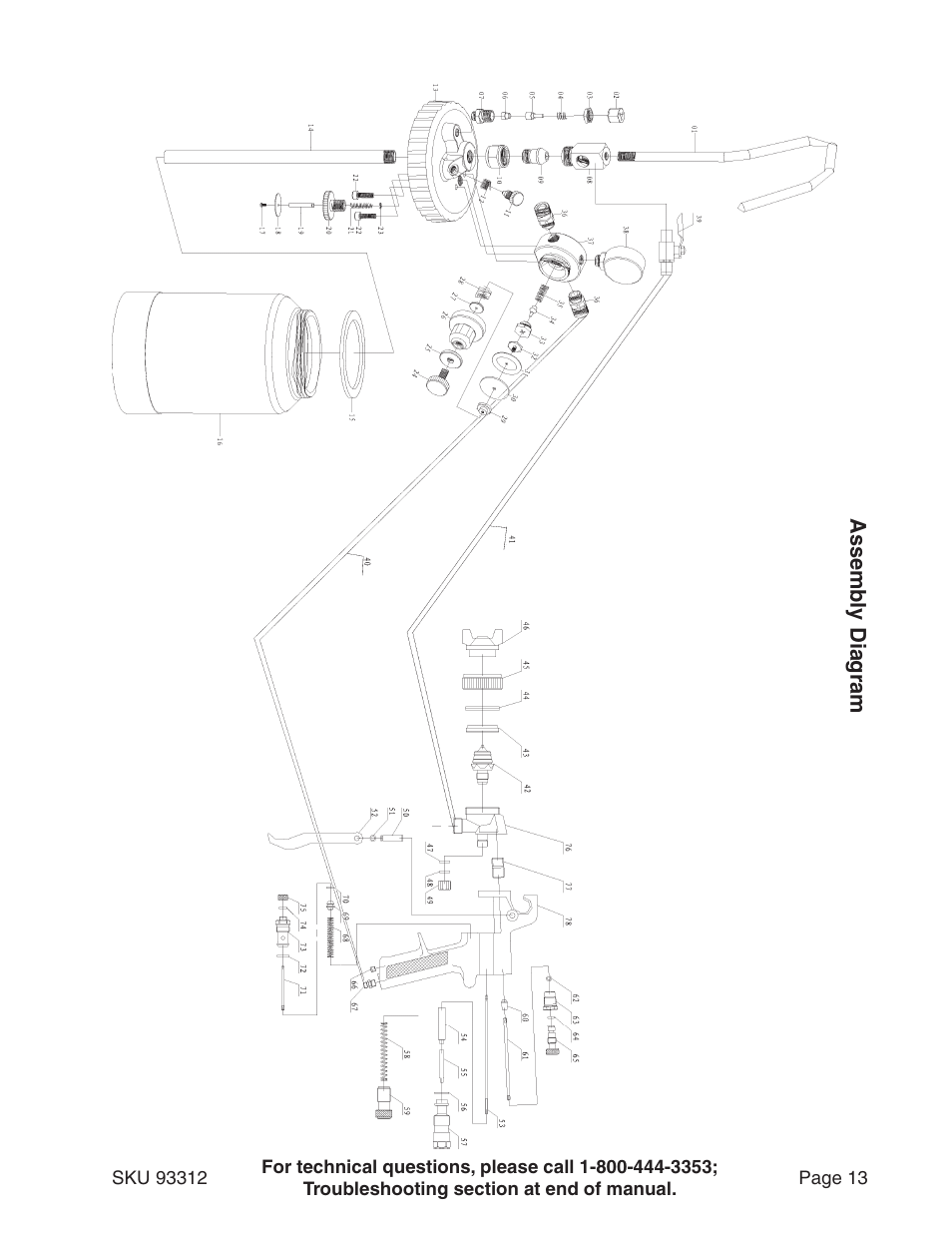 Assembly diagram | Harbor Freight Tools 91011 User Manual | Page 13 / 15