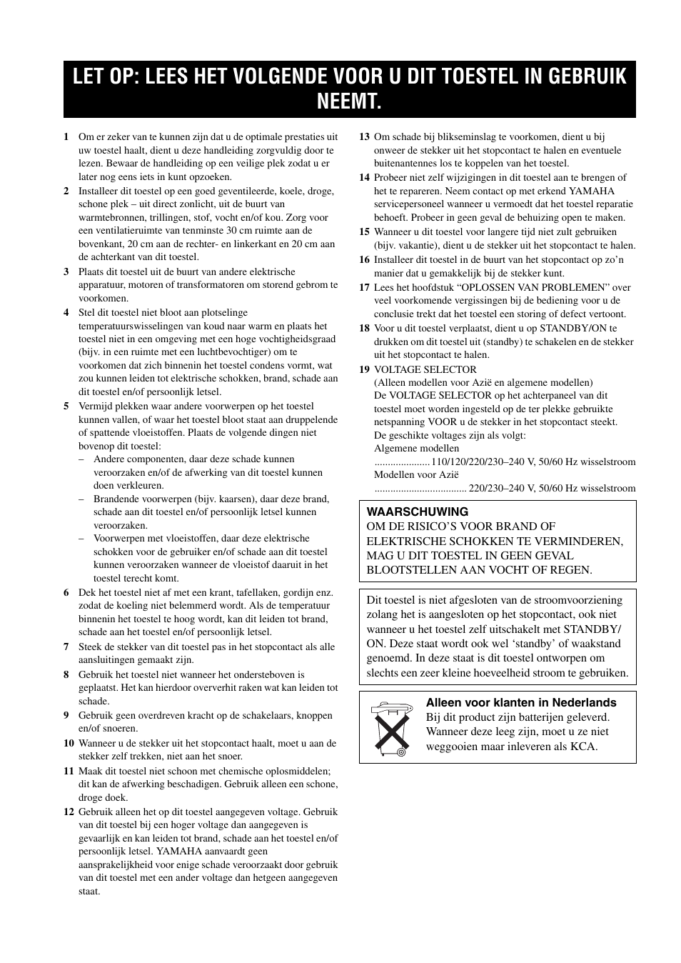 Nederlands | Yamaha RX-397 User Manual | Page 138 / 206