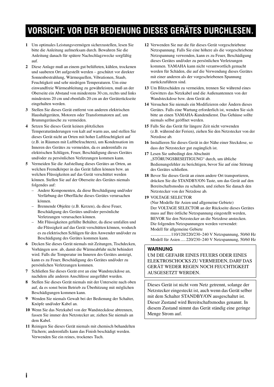 Deutsch | Yamaha RX-397 User Manual | Page 70 / 206